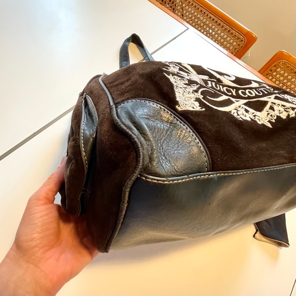 Vtg Y2k Juicy Couture Daydreamer Scottie Dog Crest Black Brown Shoulder Bag Tote - Picture 8 of 10